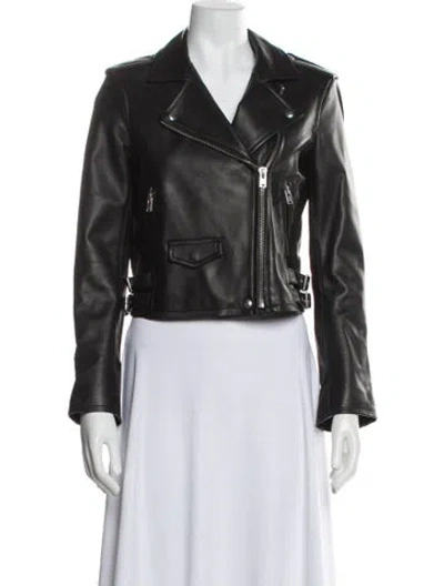 Pre-owned Iro Leather Biker Jacket In Gray