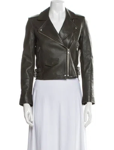 Pre-owned Iro Leather Biker Jacket In Gray