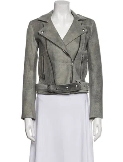 Pre-owned Iro Leather Biker Jacket In Gray