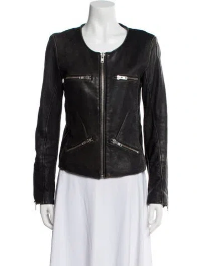 Pre-owned Iro Leather Biker Jacket In Gray