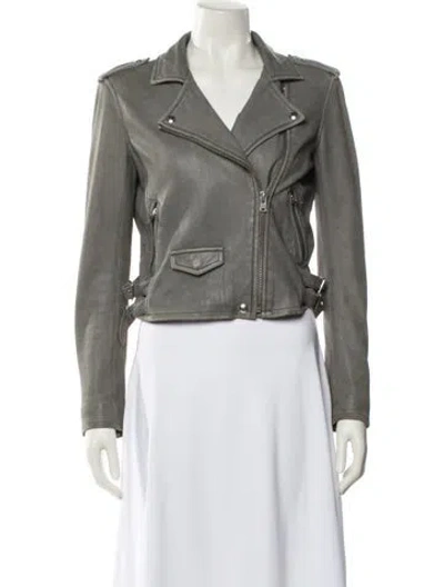 Pre-owned Iro Leather Biker Jacket In Gray