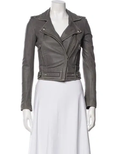 Pre-owned Iro Leather Biker Jacket In Gray