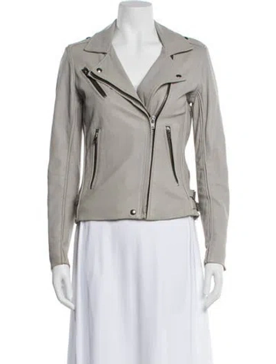 Pre-owned Iro Leather Biker Jacket In Gray