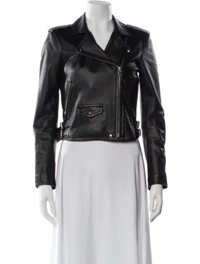 Pre-owned Iro Leather Biker Jacket In Gray