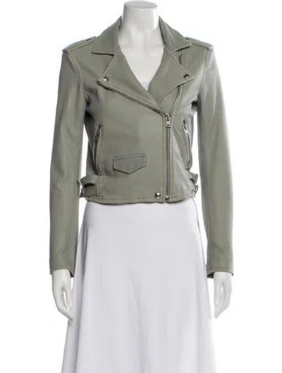 Pre-owned Iro Leather Biker Jacket In Gray