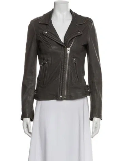 Pre-owned Iro Leather Biker Jacket In Gray