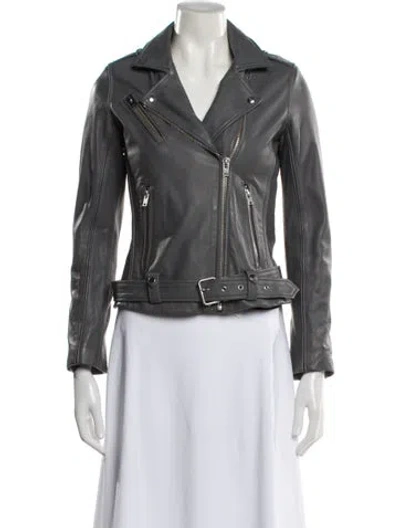 Pre-owned Iro Leather Biker Jacket In Gray