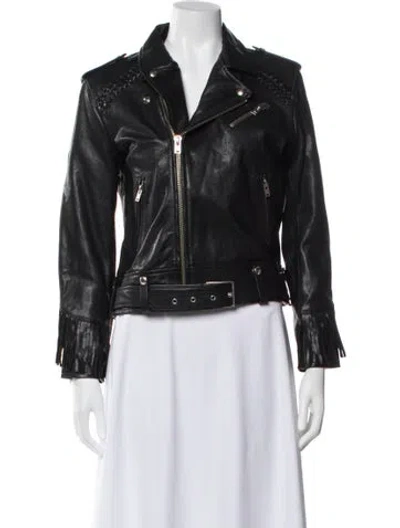 Pre-owned Iro Leather Biker Jacket In Gray