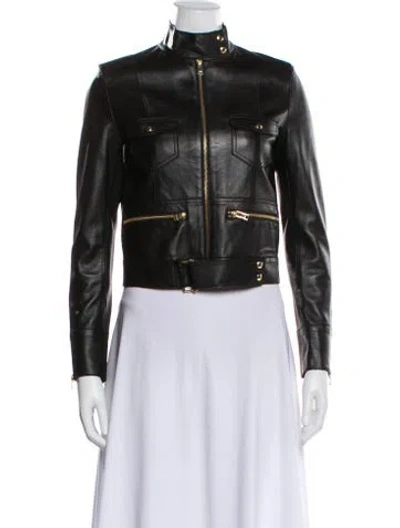 Pre-owned Iro Leather Biker Jacket In Gray