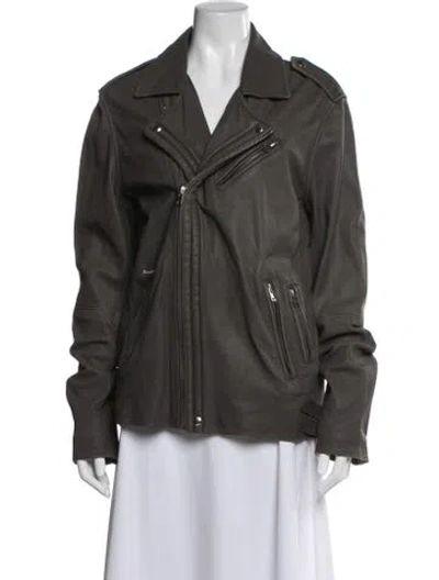 Pre-owned Iro Leather Biker Jacket In Gray