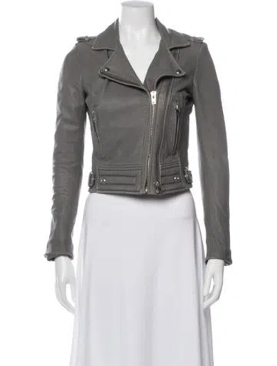 Pre-owned Iro Leather Biker Jacket In Gray