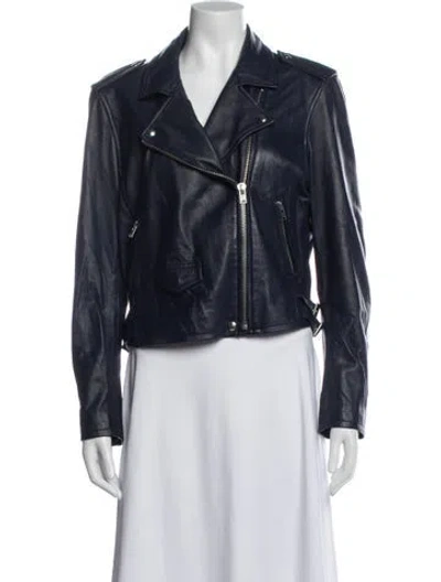 Pre-owned Iro Leather Biker Jacket In Gray