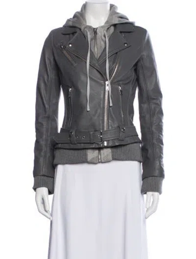 Pre-owned Iro Leather Biker Jacket In Gray