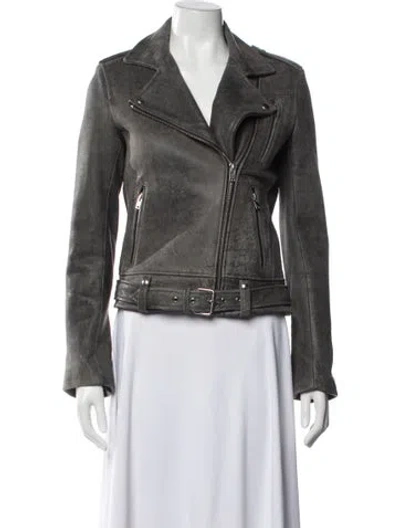 Pre-owned Iro Leather Biker Jacket In Gray