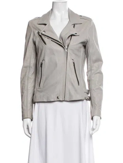 Pre-owned Iro Leather Biker Jacket In Gray