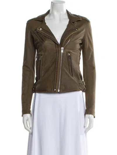 Pre-owned Iro Leather Biker Jacket In Green