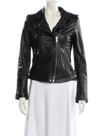 Pre-owned Iro Leather Biker Jacket In Green