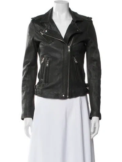 Pre-owned Iro Leather Biker Jacket In Green