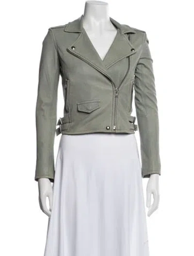 Pre-owned Iro Leather Biker Jacket In Green