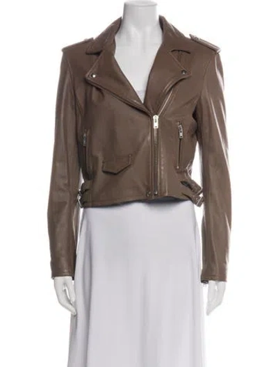 Pre-owned Iro Leather Biker Jacket In Green