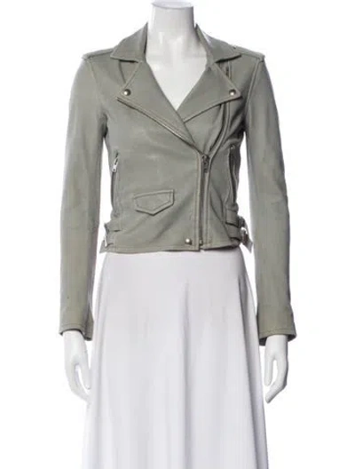 Pre-owned Iro Leather Biker Jacket In Green