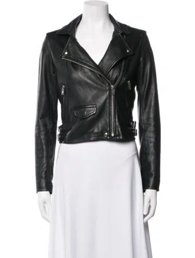 Pre-owned Iro Leather Biker Jacket In Green