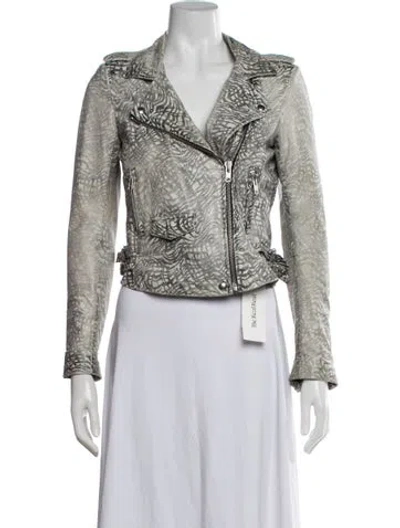 Pre-owned Iro Leather Biker Jacket In Grey