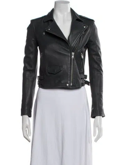 Pre-owned Iro Leather Biker Jacket In Grey