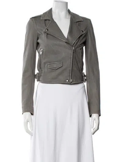 Pre-owned Iro Leather Biker Jacket In Grey