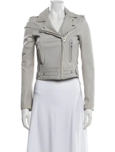 Pre-owned Iro Leather Biker Jacket In Grey