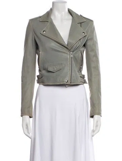 Pre-owned Iro Leather Biker Jacket In Grey