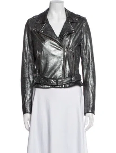 Pre-owned Iro Leather Biker Jacket In Metallic/silver
