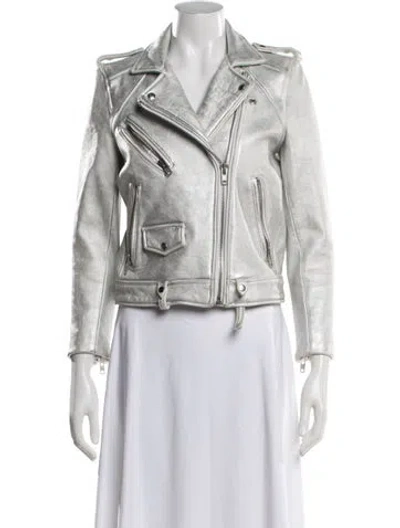 Pre-owned Iro Leather Biker Jacket In Metallic/silver
