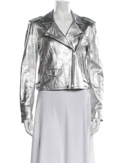 Pre-owned Iro Leather Biker Jacket In Metallic/silver