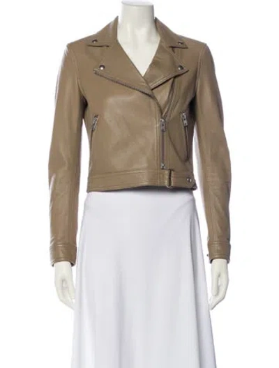 Pre-owned Iro Leather Biker Jacket In Neutral
