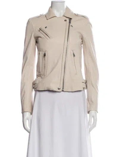 Pre-owned Iro Leather Biker Jacket In Neutral