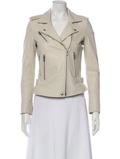 Pre-owned Iro Leather Biker Jacket In Neutral