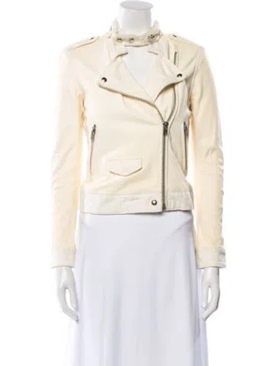 Pre-owned Iro Leather Biker Jacket In Neutral