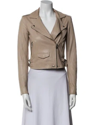 Pre-owned Iro Leather Biker Jacket In Neutral