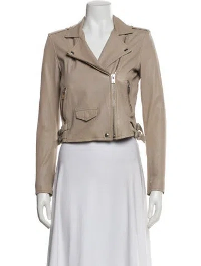 Pre-owned Iro Leather Biker Jacket In Neutral