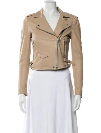 Pre-owned Iro Leather Biker Jacket In Neutral