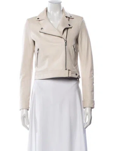 Pre-owned Iro Leather Biker Jacket In Neutral