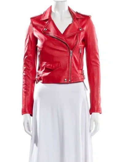 Pre-owned Iro Leather Biker Jacket In Orange