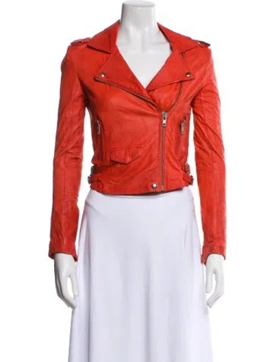 Pre-owned Iro Leather Biker Jacket In Orange