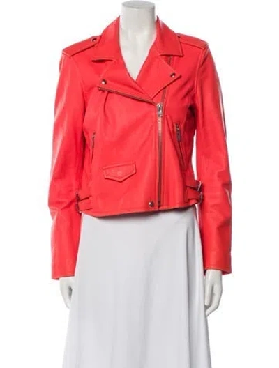 Pre-owned Iro Leather Biker Jacket In Orange