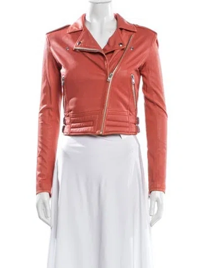 Pre-owned Iro Leather Biker Jacket In Orange