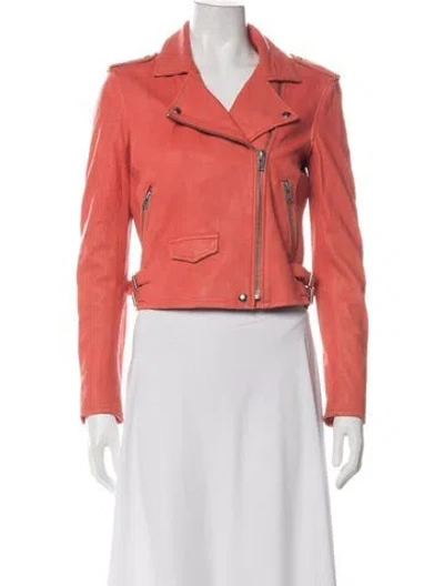 Pre-owned Iro Leather Biker Jacket In Orange