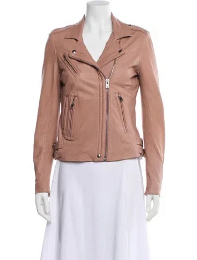 Pre-owned Iro Leather Biker Jacket In Pink