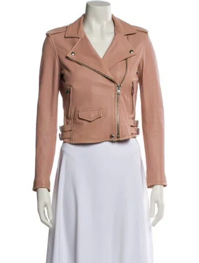 Pre-owned Iro Leather Biker Jacket In Pink