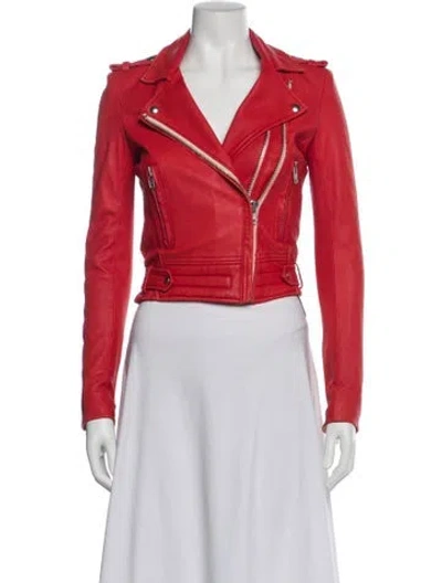 Pre-owned Iro Leather Biker Jacket In Pink